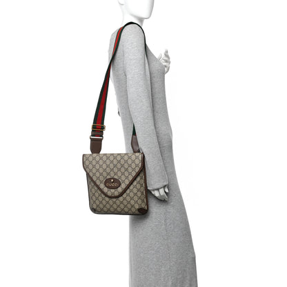 Gucci GG Supreme Monogram Web Medium Neo Vintage Flap Messenger Bag Beige New Acero 2 of 11