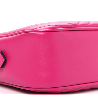 Gucci Calfskin Matelasse Monochrome Small GG Marmont Chain Shoulder Bag Classic Fuxia 9 of 10