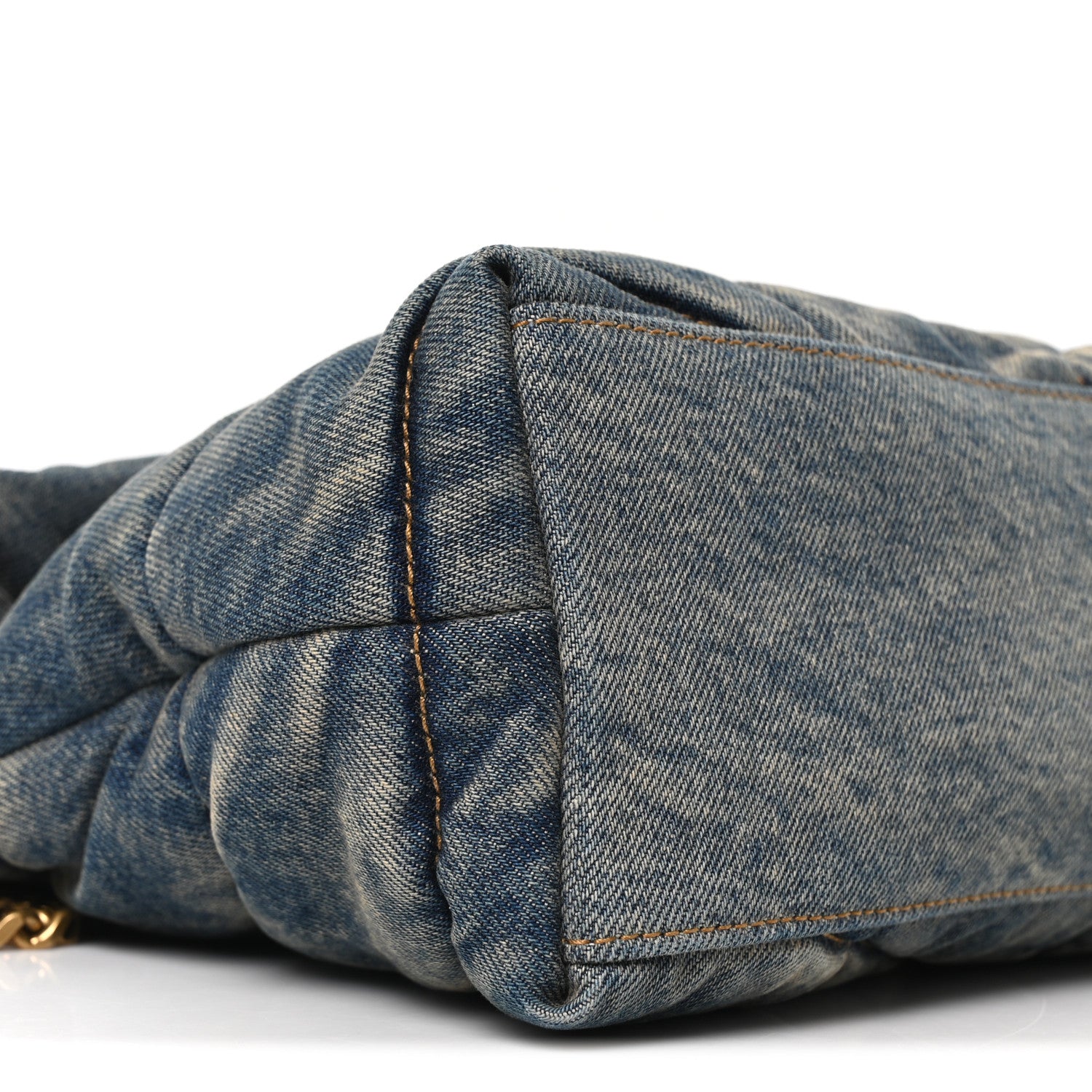Saint Laurent Denim Quilted Small Loulou Puffer Monogram Chain Satchel Blue Cinnamon 9 of 10