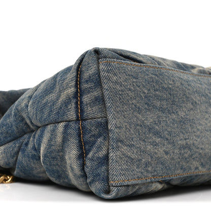 Saint Laurent Denim Quilted Small Loulou Puffer Monogram Chain Satchel Blue Cinnamon 9 of 10