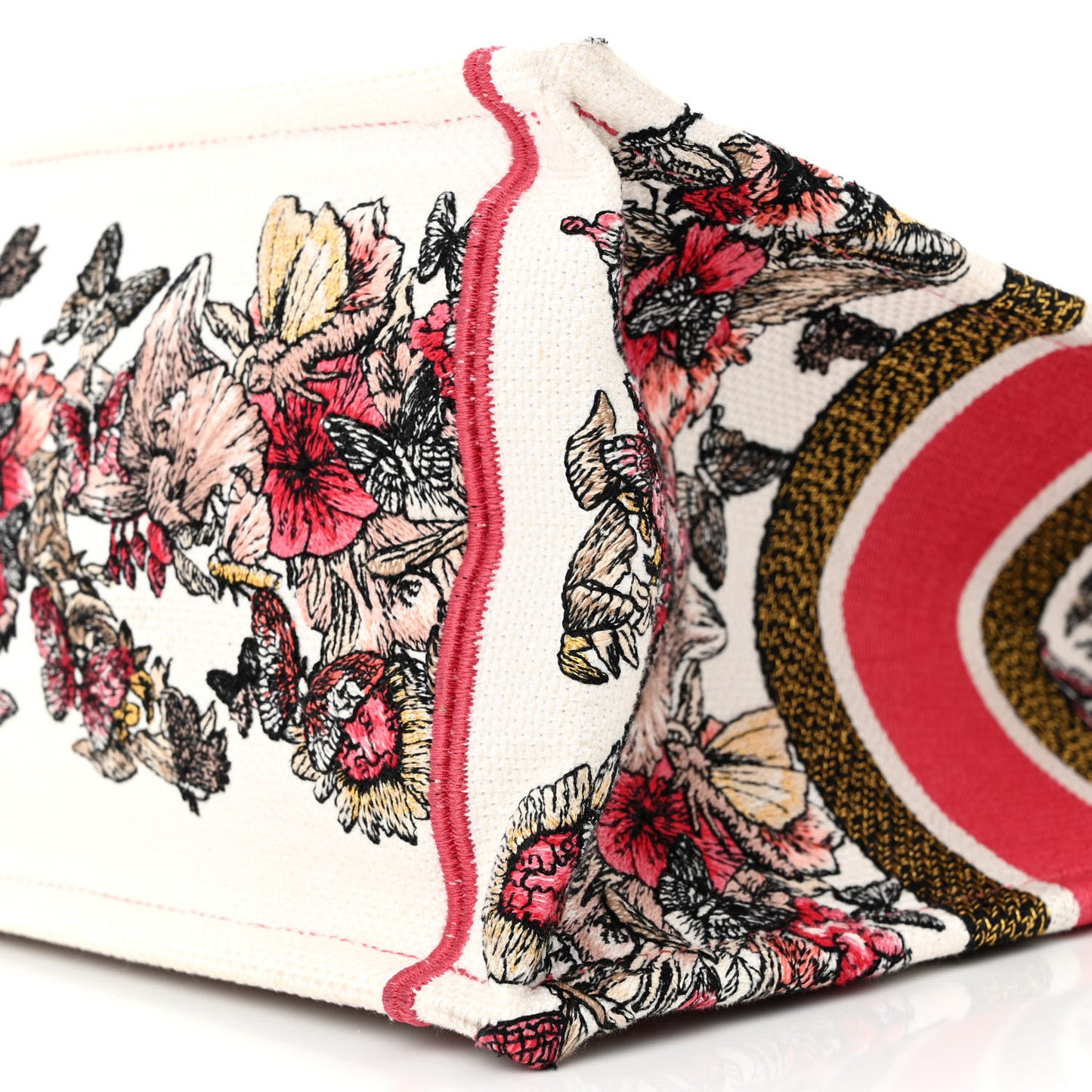 Canvas Embroidered Medium Butterfly Print Book Tote Multicolor
