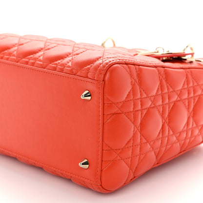 Christian Dior Lambskin Cannage Medium Lady Dior Orange 9 of 9