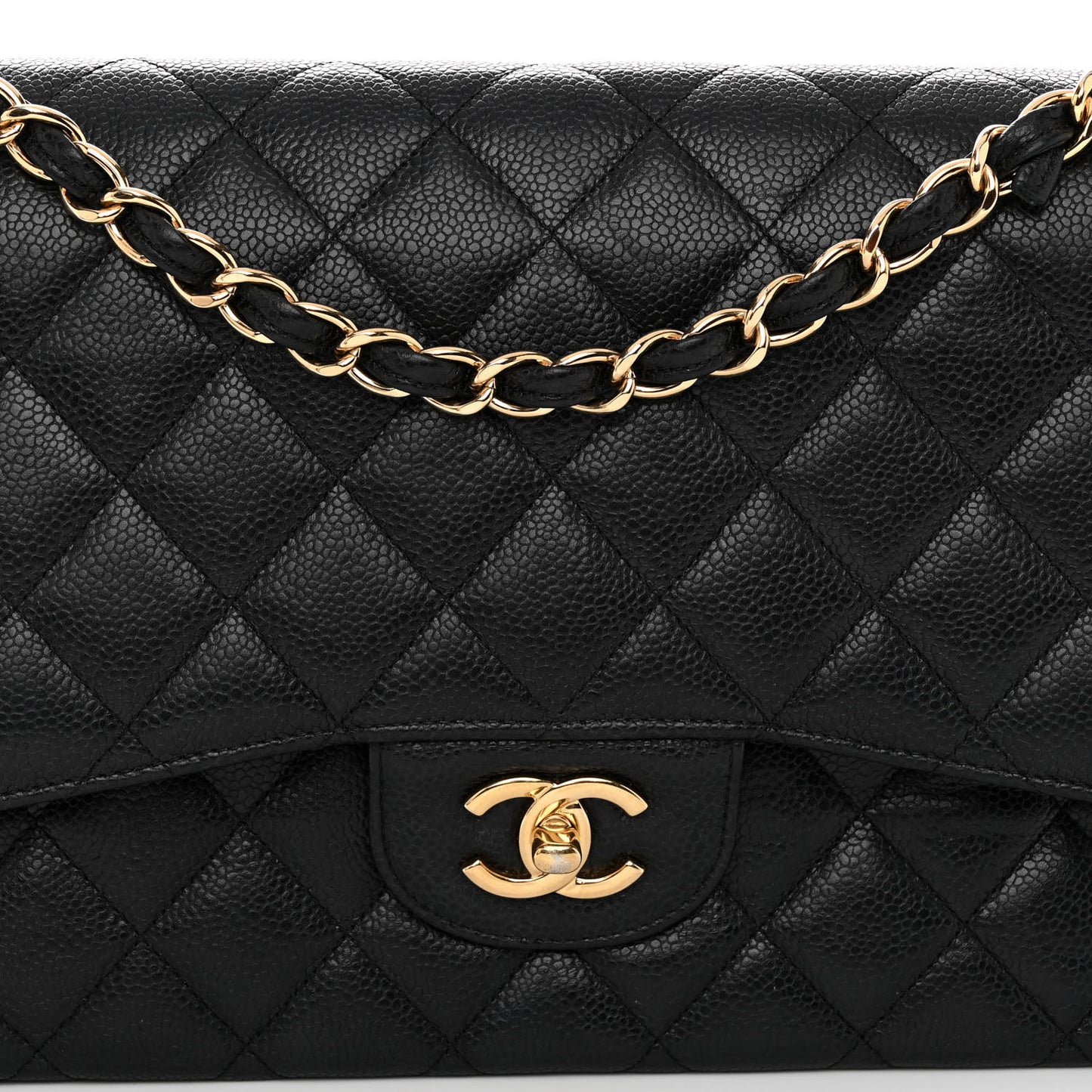 Caviar Quilted Jumbo Double Flap Black