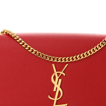 Saint Laurent Grain De Poudre Medium Monogram Kate Satchel Red 8 of 12
