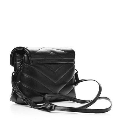 Saint Laurent Calfskin Y Quilted Monogram Toy Loulou Crossbody Bag Black 3 of 11