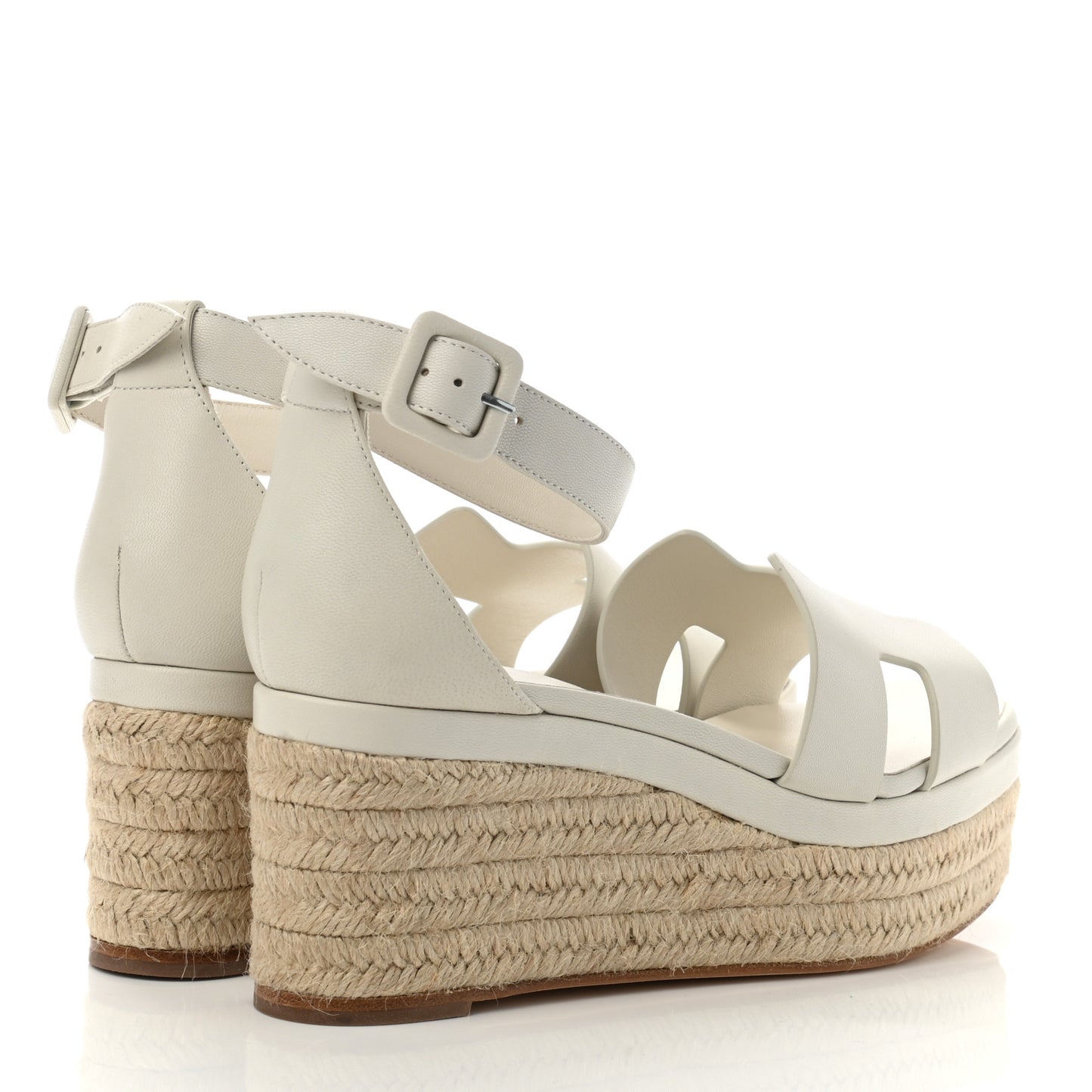 Goatskin Elda Espadrille Wedge Sandals 39 White