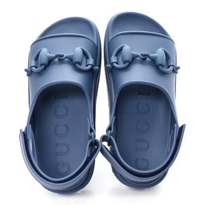 Gucci Soft Rubber Horsebit Mens Platform Slingback Sandals 5 Washed Indigo 2 of 9