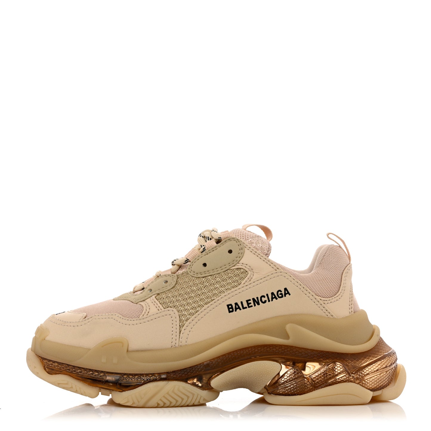 Fabric Mesh Clear Sole Womens Triple S Sneakers 38 Beige
