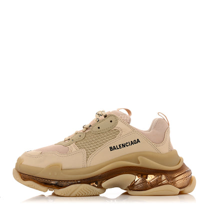 Balenciaga Fabric Mesh Clear Sole Womens Triple S Sneakers 38 Beige 1 of 7