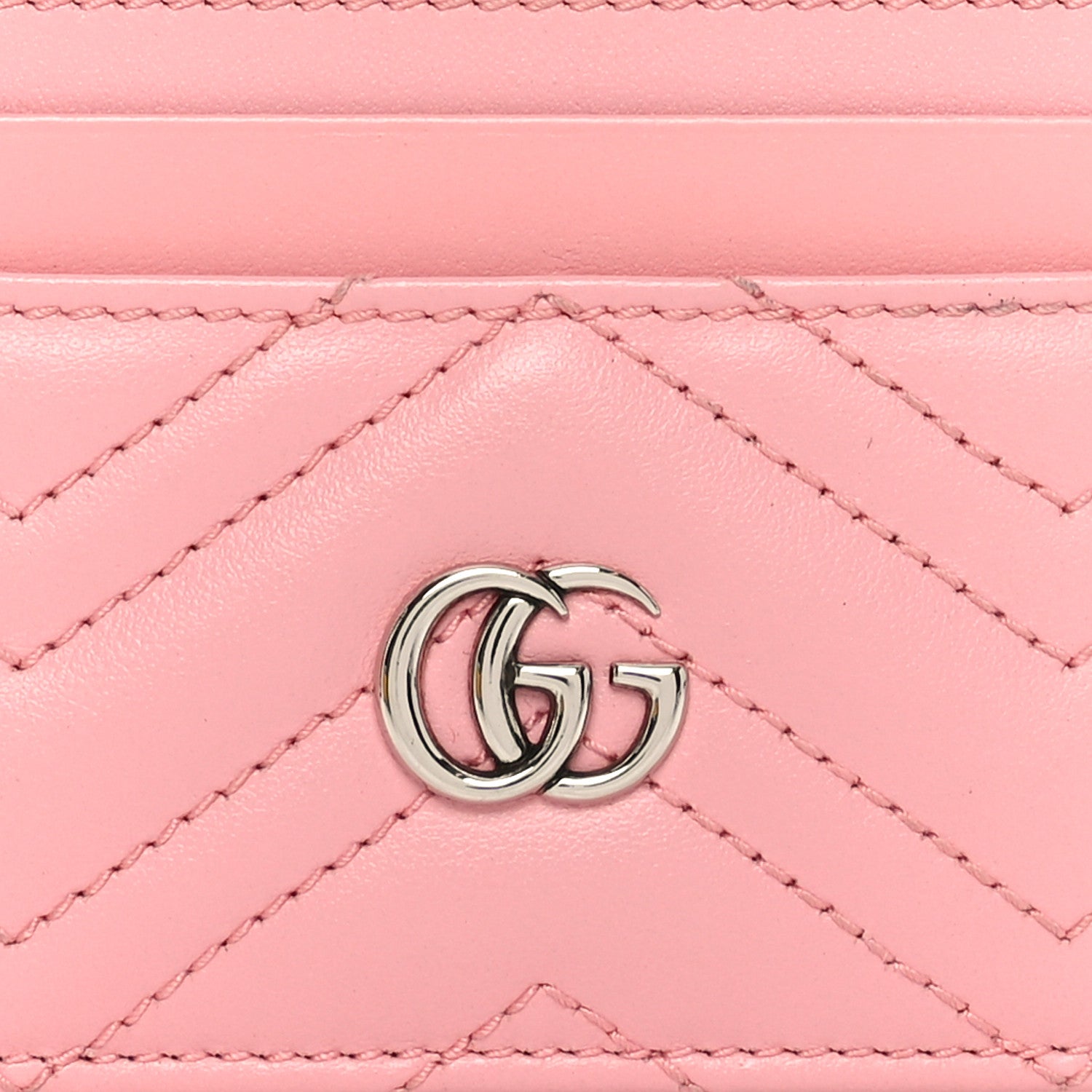 Gucci Calfskin Matelasse GG Marmont Card Holder Wild Rose 7 of 7