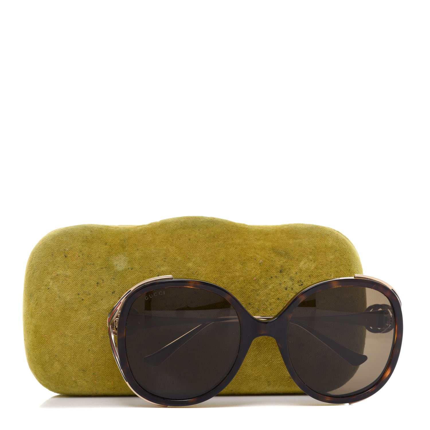 Gucci Oversized Round Frame GG0225S Sunglasses Tortoise 7 of 7