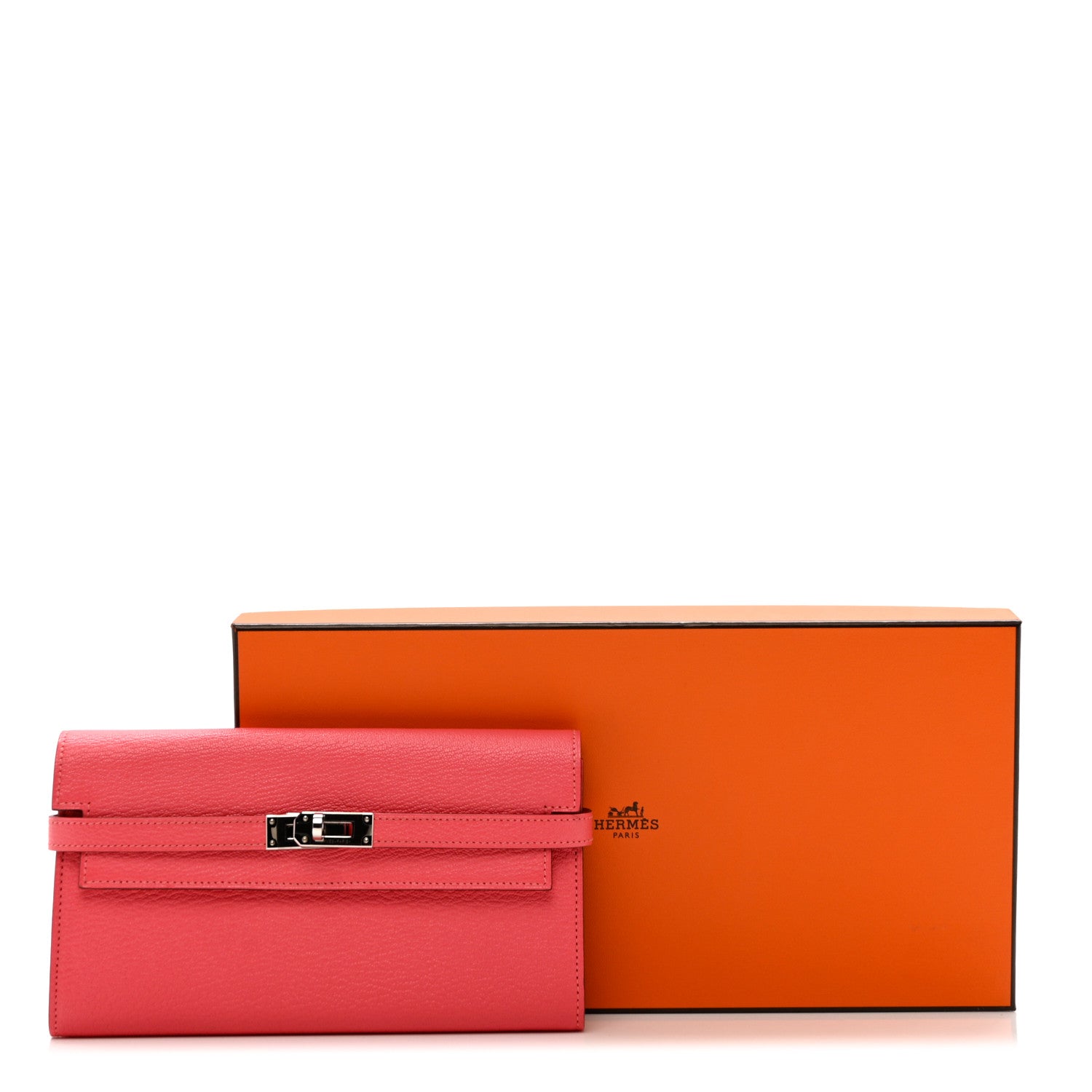 Hermes Chevre Mysore Kelly Longue Wallet Rose Lipstick 8 of 8
