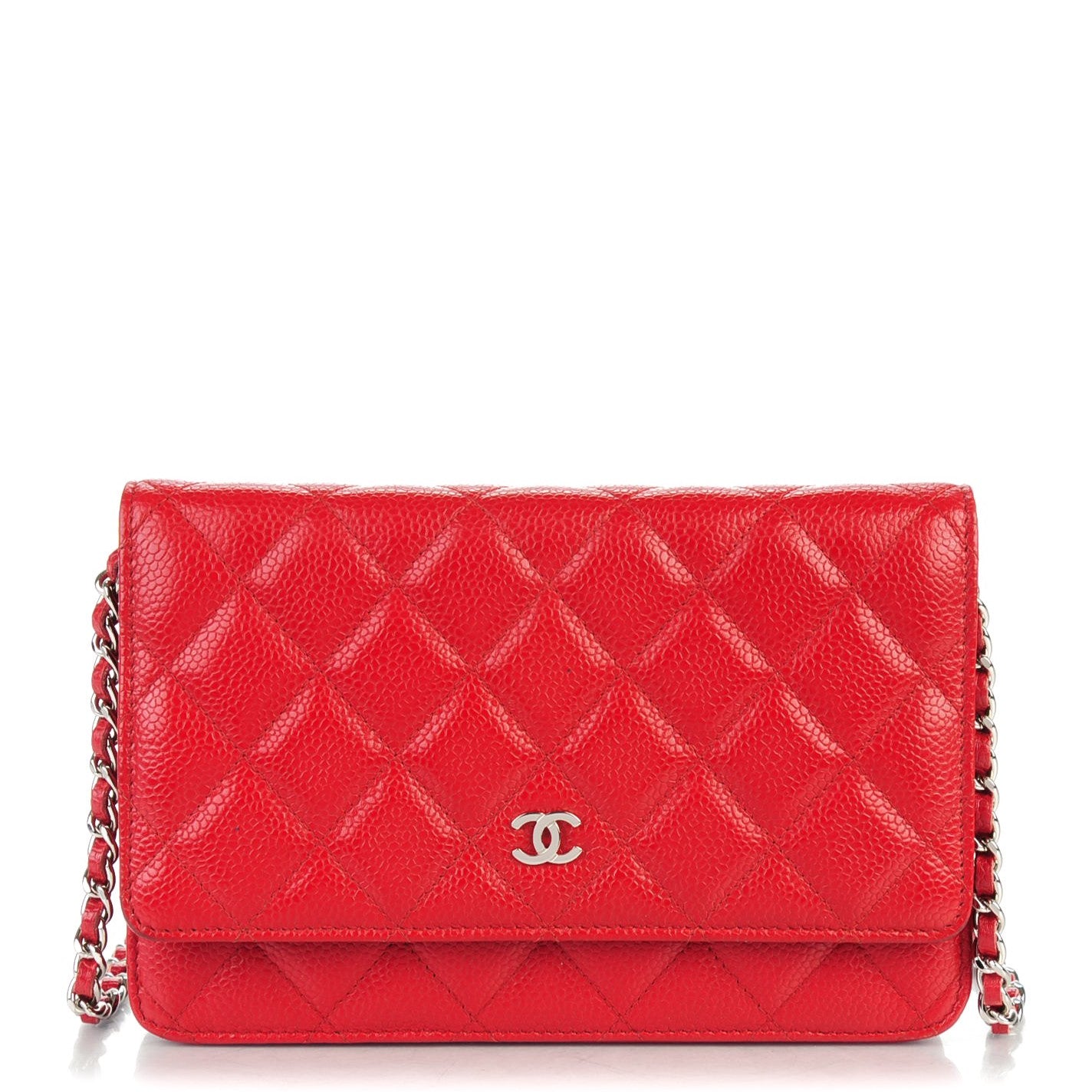 Caviar Quilted Wallet On Chain WOC Red