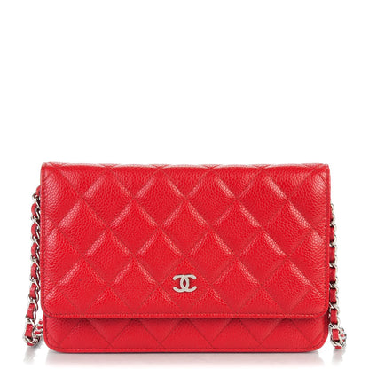 Chanel Caviar Quilted Wallet On Chain WOC Red 1 of 8