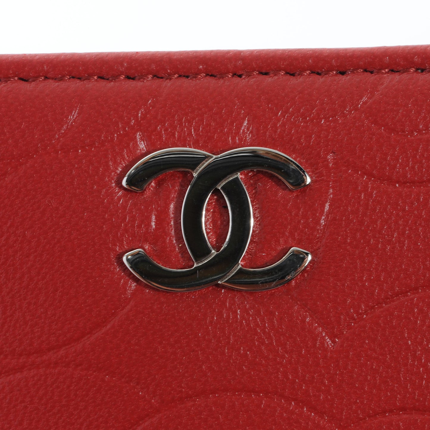Lambskin Camellia Yen Wallet Red