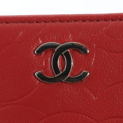 Chanel Lambskin Camellia Yen Wallet Red 5 of 8