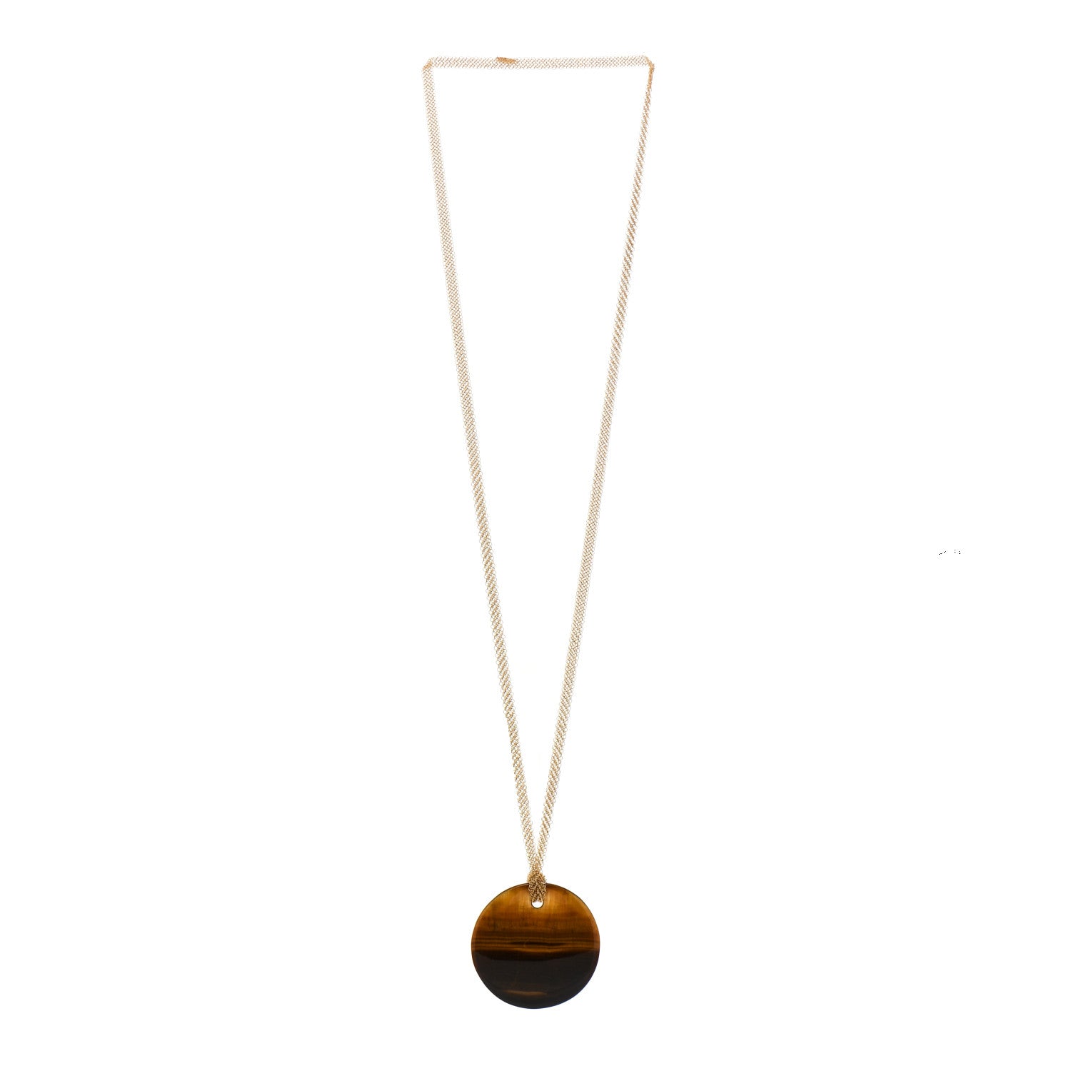 Tiffany 18K Yellow Gold Elsa Peretti Tiger Eye Touchstone Mesh Necklace 2 of 5