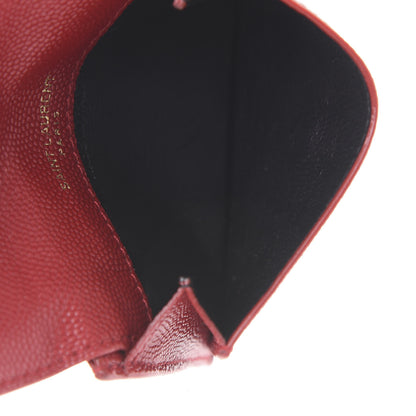 Saint Laurent Grain De Poudre Uptown Monogram Card Case New Red 6 of 9