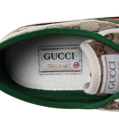 Gucci GG Monogram Web Womens 1977 Tennis Sneakers 39.5 Beige Ebony Mystic White 7 of 8