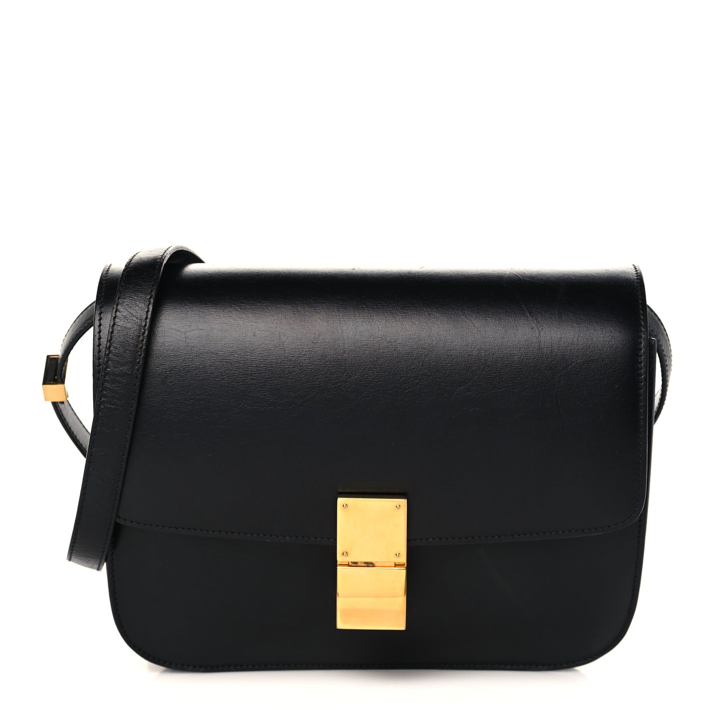 Box Calfskin Medium Classic Box Flap Bag Black