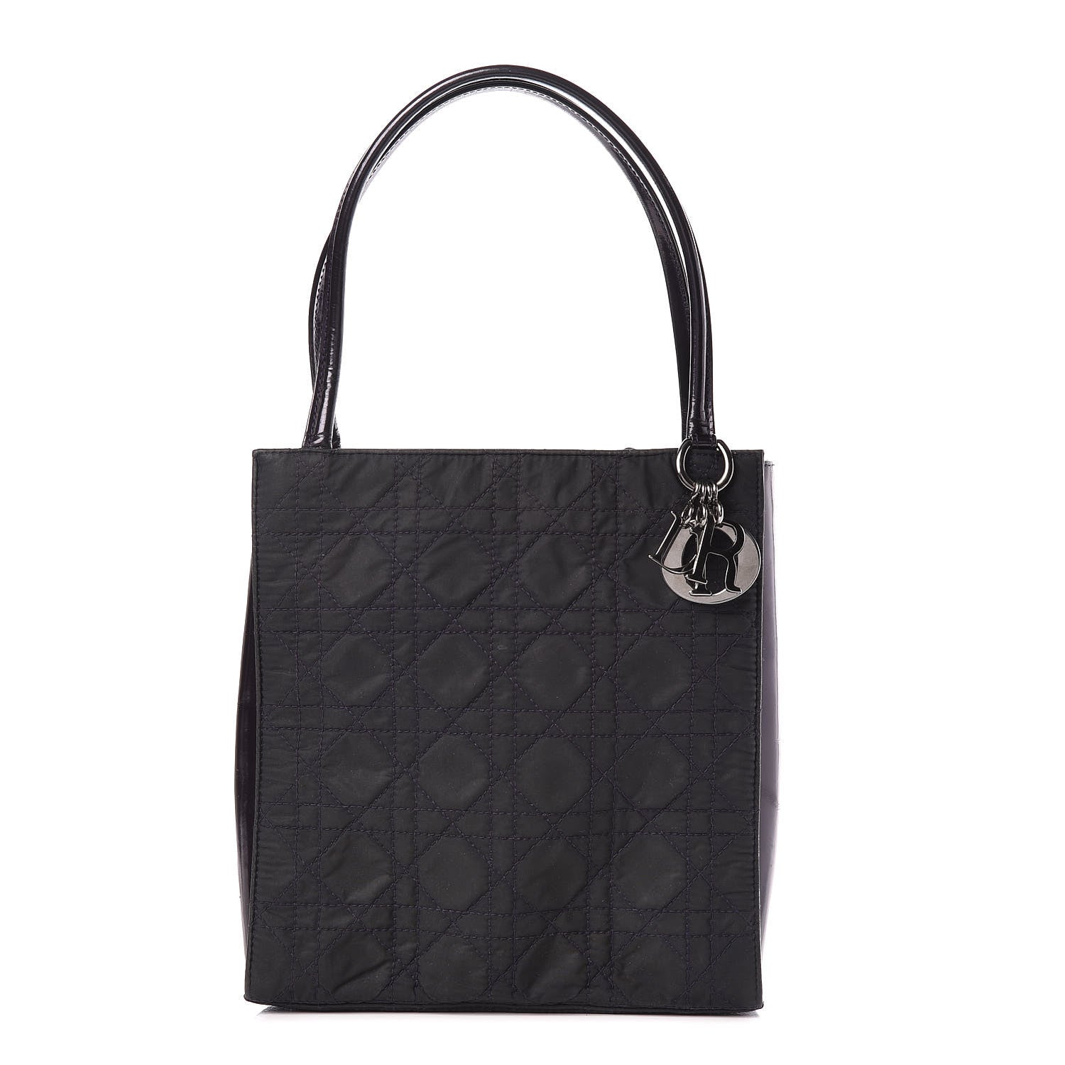 Christian Dior Nylon Cannage Shopper Tote Black Purple 1 of 11