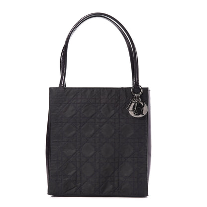 Christian Dior Nylon Cannage Shopper Tote Black Purple 1 of 11
