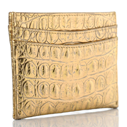 Chanel Metallic Calfskin Crocodile Embossed Cocodile Card Holder Gold 3 of 8