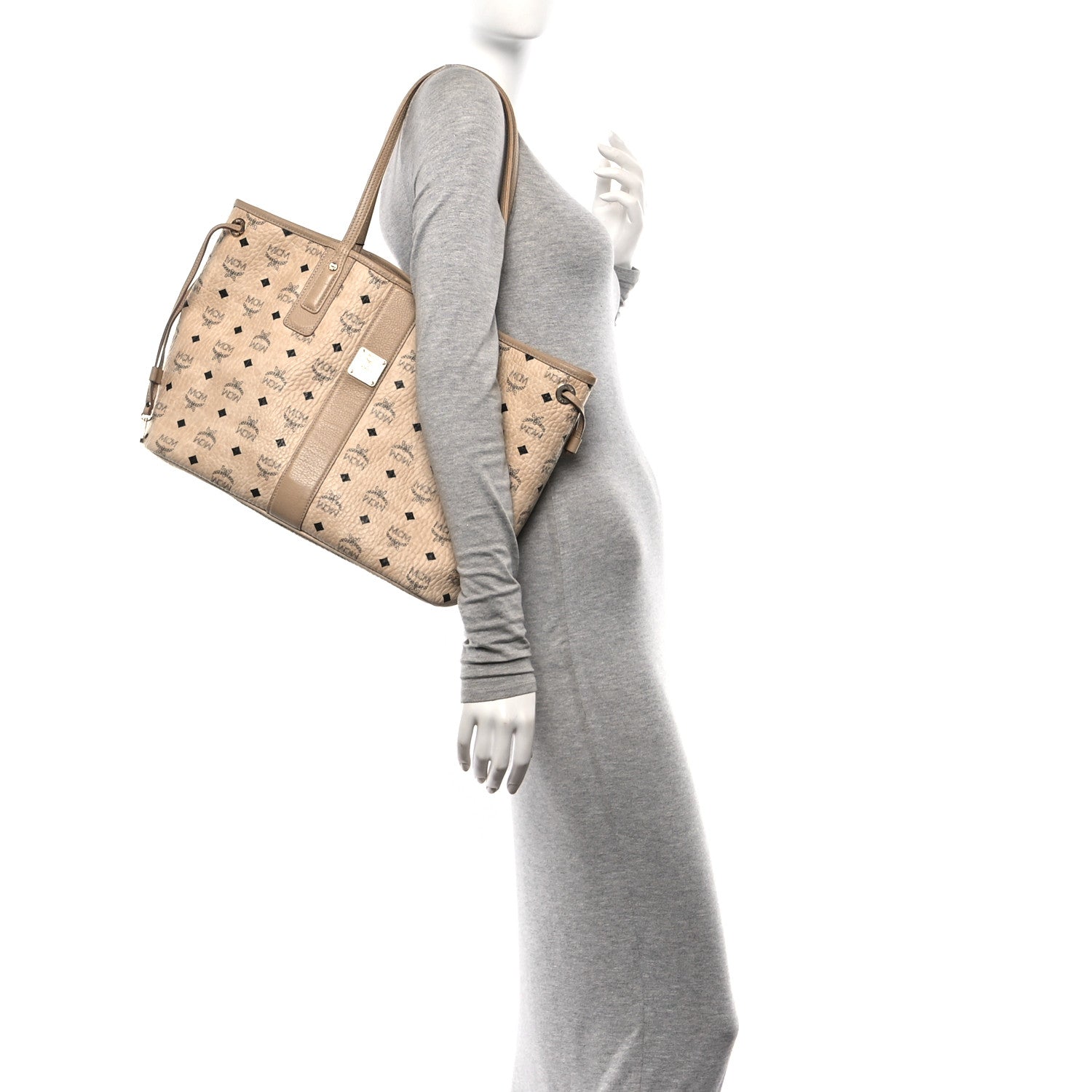 MCM Visetos Medium Liz Reversible Shopper Tote Beige 2 of 28