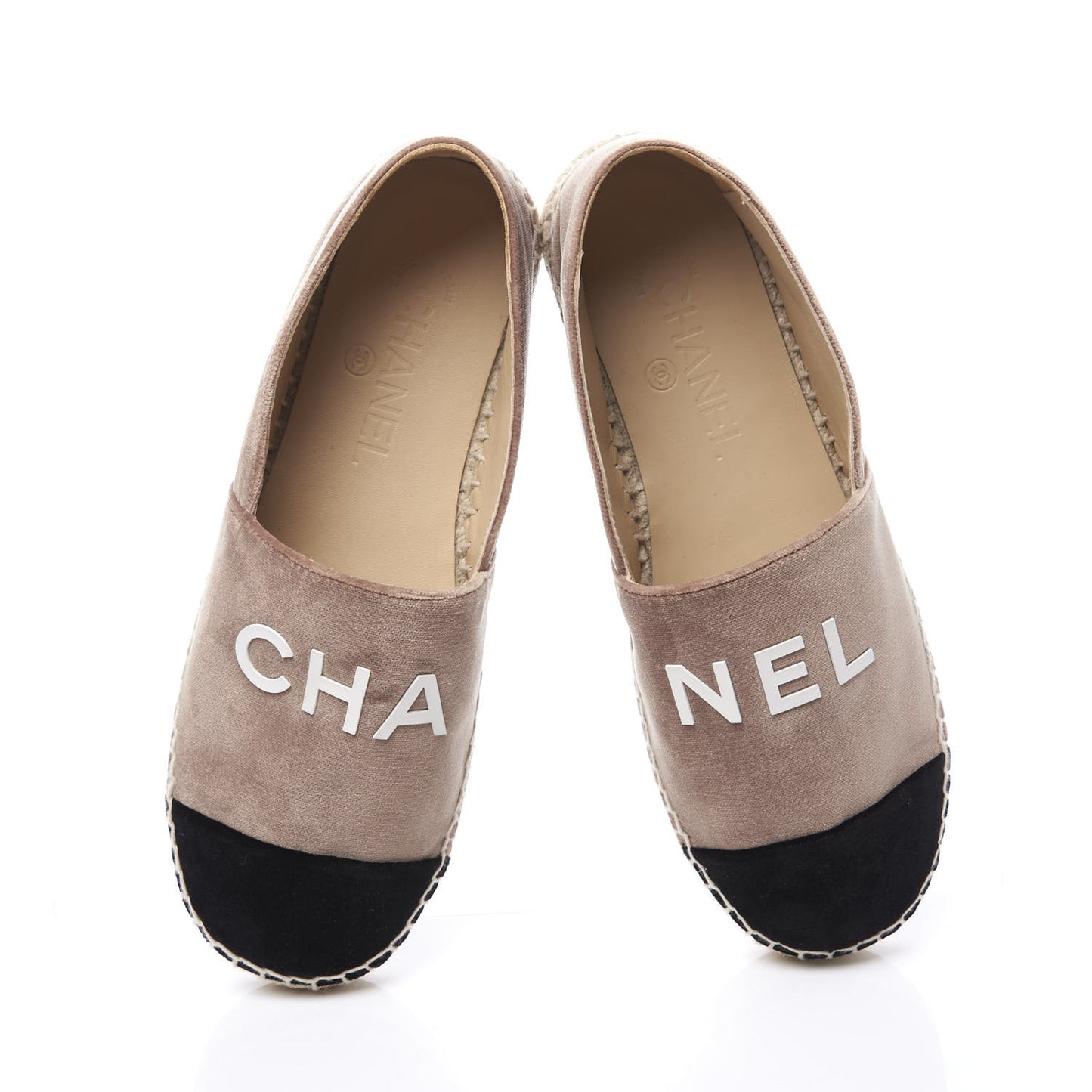 Velvet Logo Espadrilles 38 Beige Black