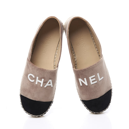 Chanel Velvet Logo Espadrilles 38 Beige Black 5 of 11
