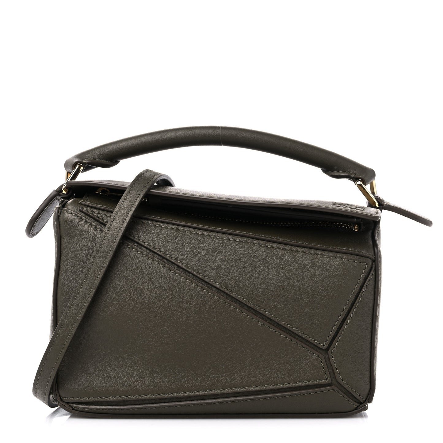 Calfskin Mini Puzzle Bag Khaki Green