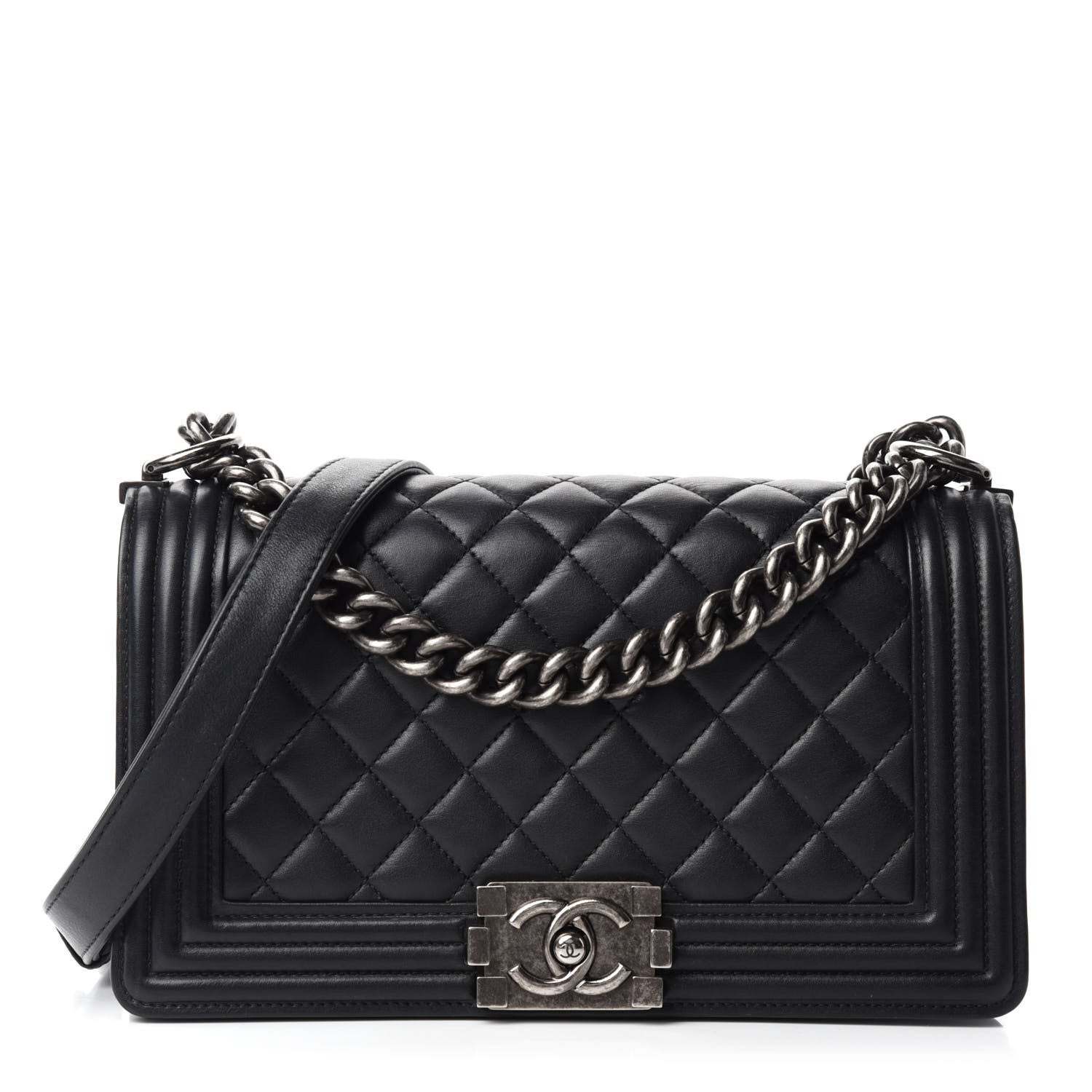 Chanel Lambskin Quilted Medium Boy Flap Black 1 of 11