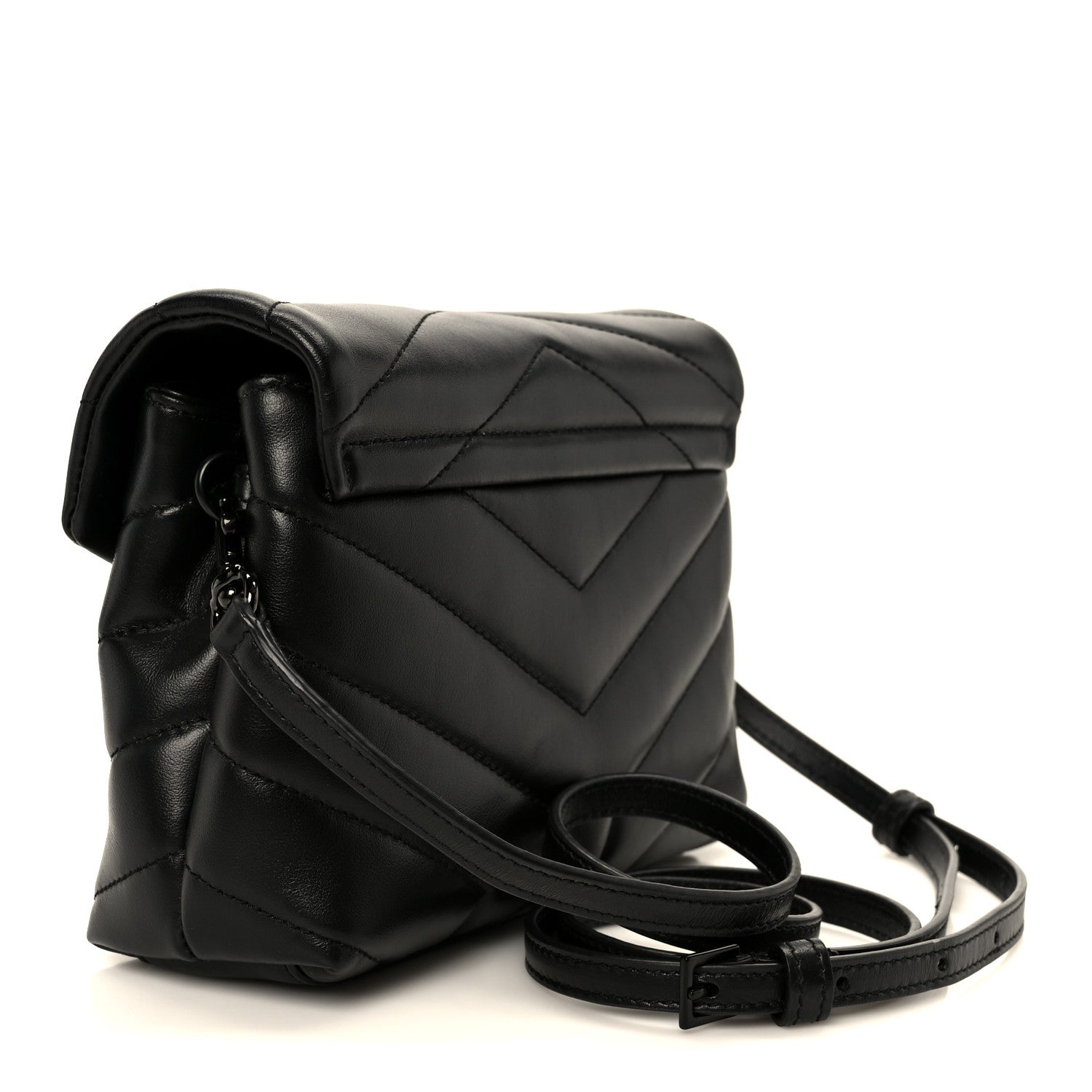 Saint Laurent Calfskin Y Quilted Monogram Monochrome Toy Loulou Crossbody Bag Black 3 of 11