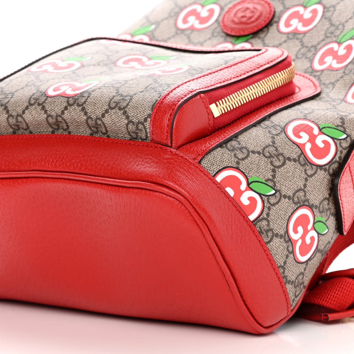 GG Supreme Monogram Apple Small Retro Interlocking G Day Backpack Beige Multicolor Lobster Red