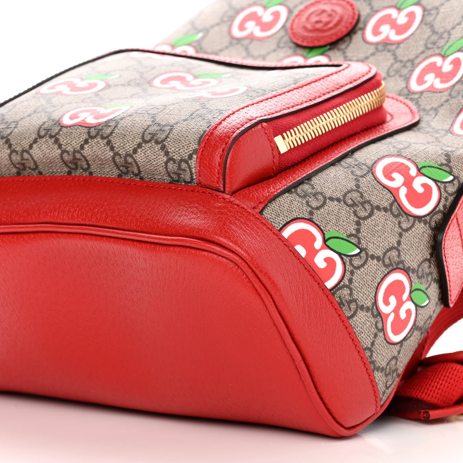 Gucci GG Supreme Monogram Apple Small Retro Interlocking G Day Backpack Beige Multicolor Lobster Red 9 of 9