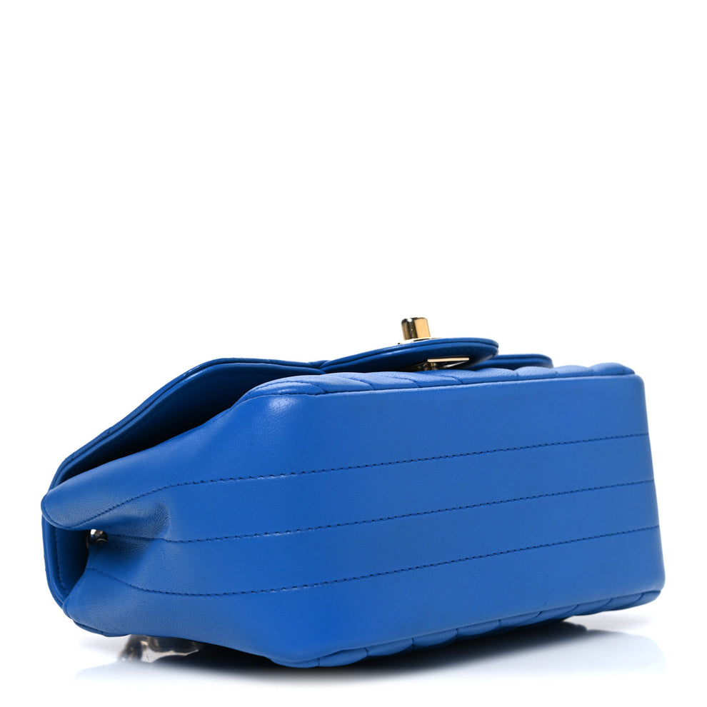 Chanel Lambskin Chevron Quilted Mini Square Flap Blue 1837416 ...