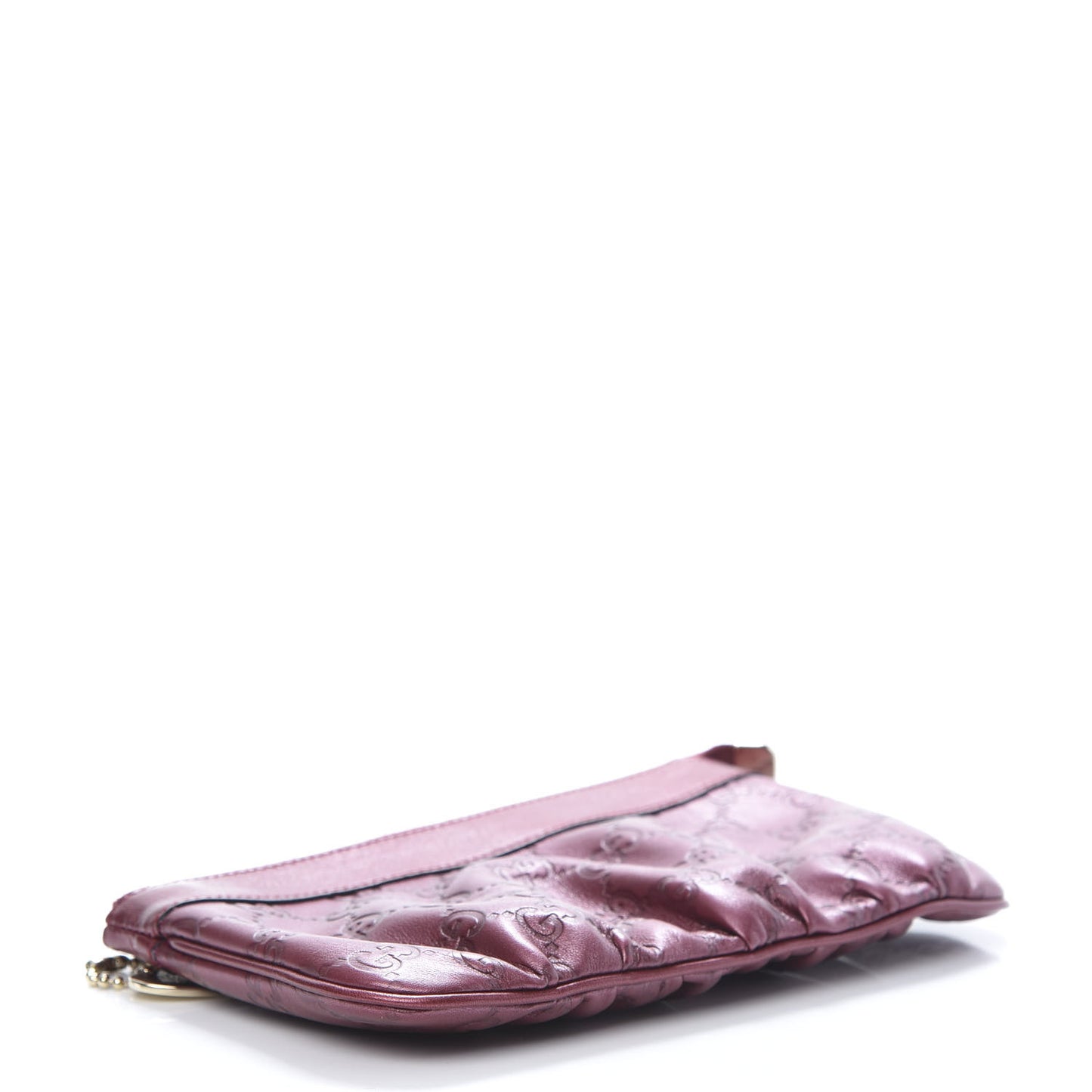 Metallic Soft Guccissima Heart Wristlet Bordeaux