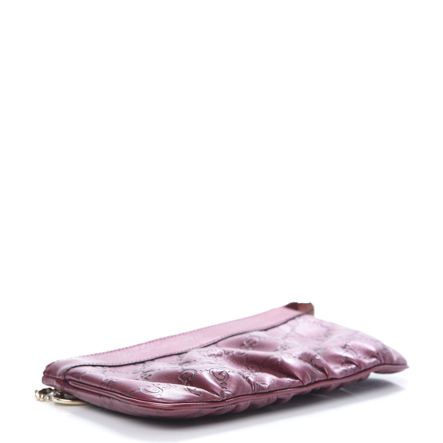 Gucci Metallic Soft Guccissima Heart Wristlet Bordeaux 4 of 7