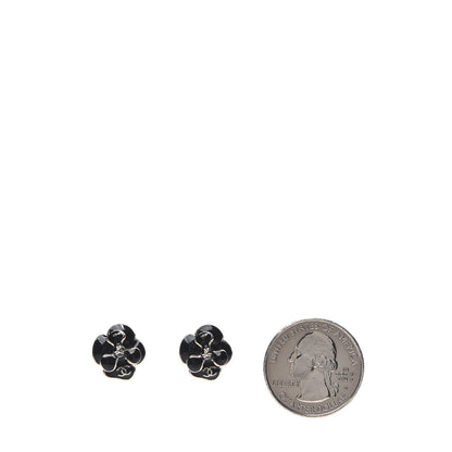 Chanel Enamel Flower CC Earrings Black Gold 2 of 4