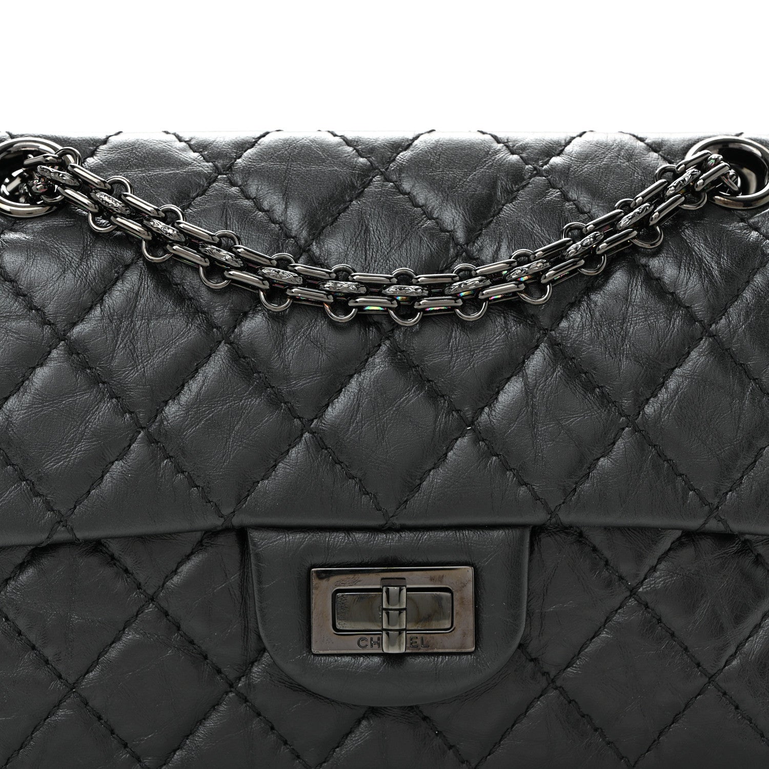Chanel Aged Calfskin Quilted 2.55 Reissue Mini Flap So Black 7 of 9