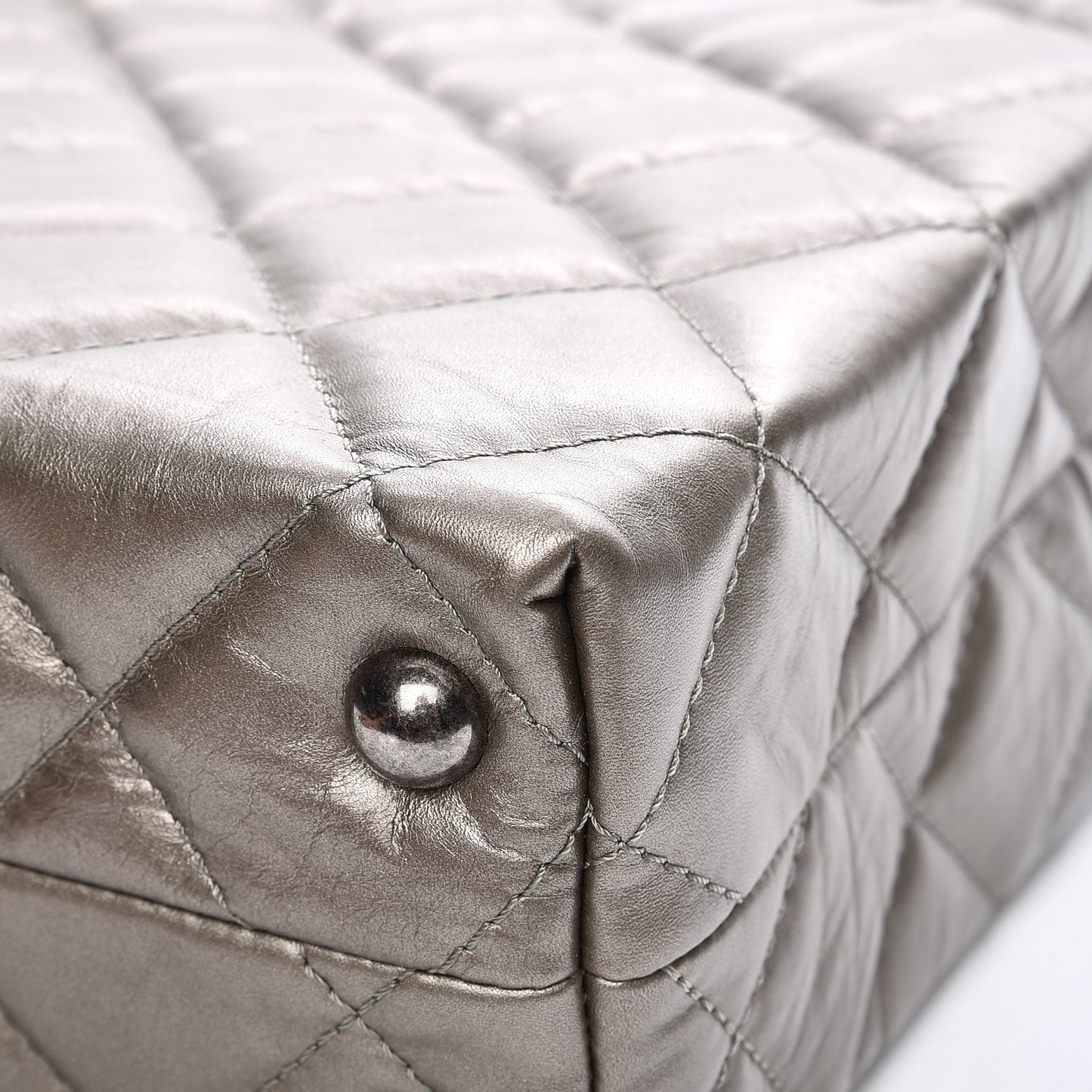 Aged Calfskin Quilted Reissue 2.55 Tote Light Gold