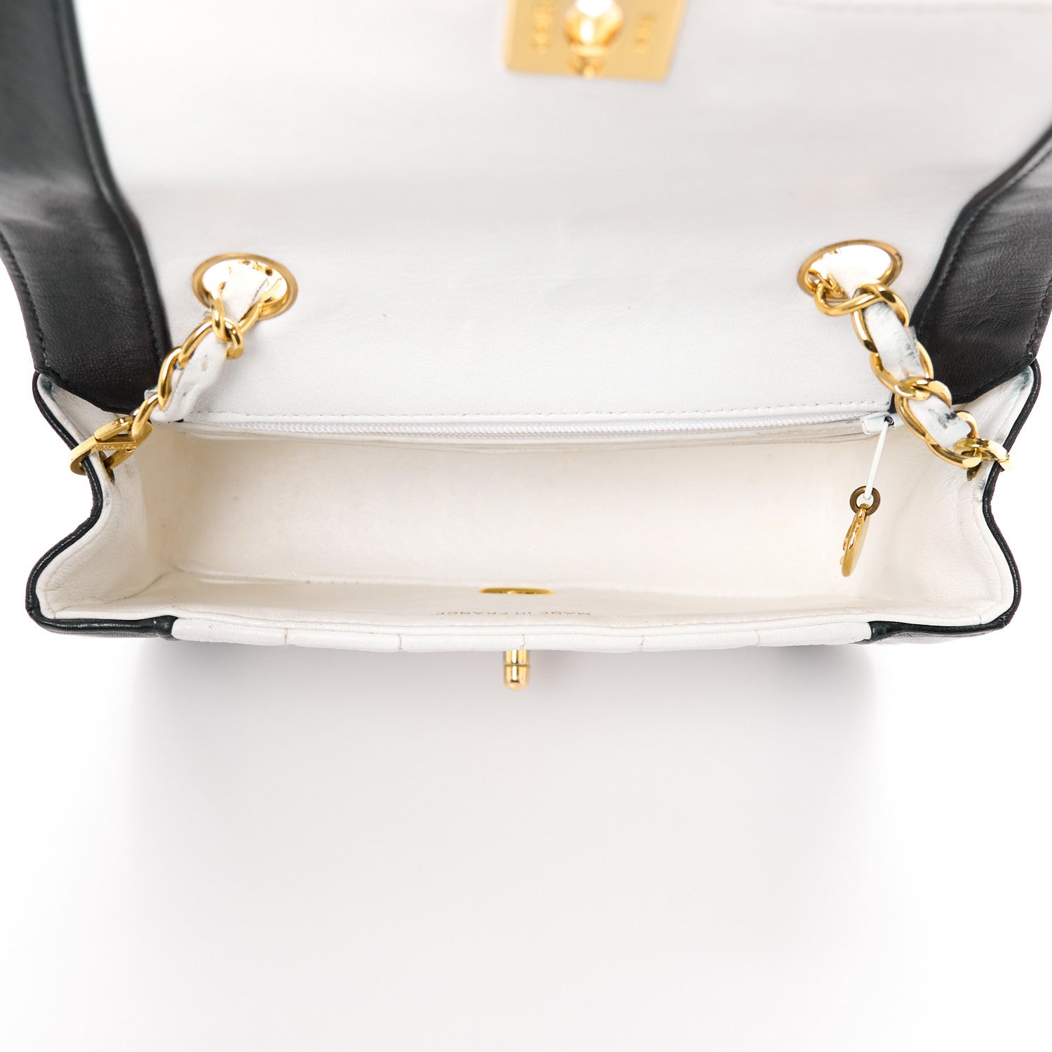 Chanel Lambskin Vertical Quilt Mini Flap Black White 5 of 18