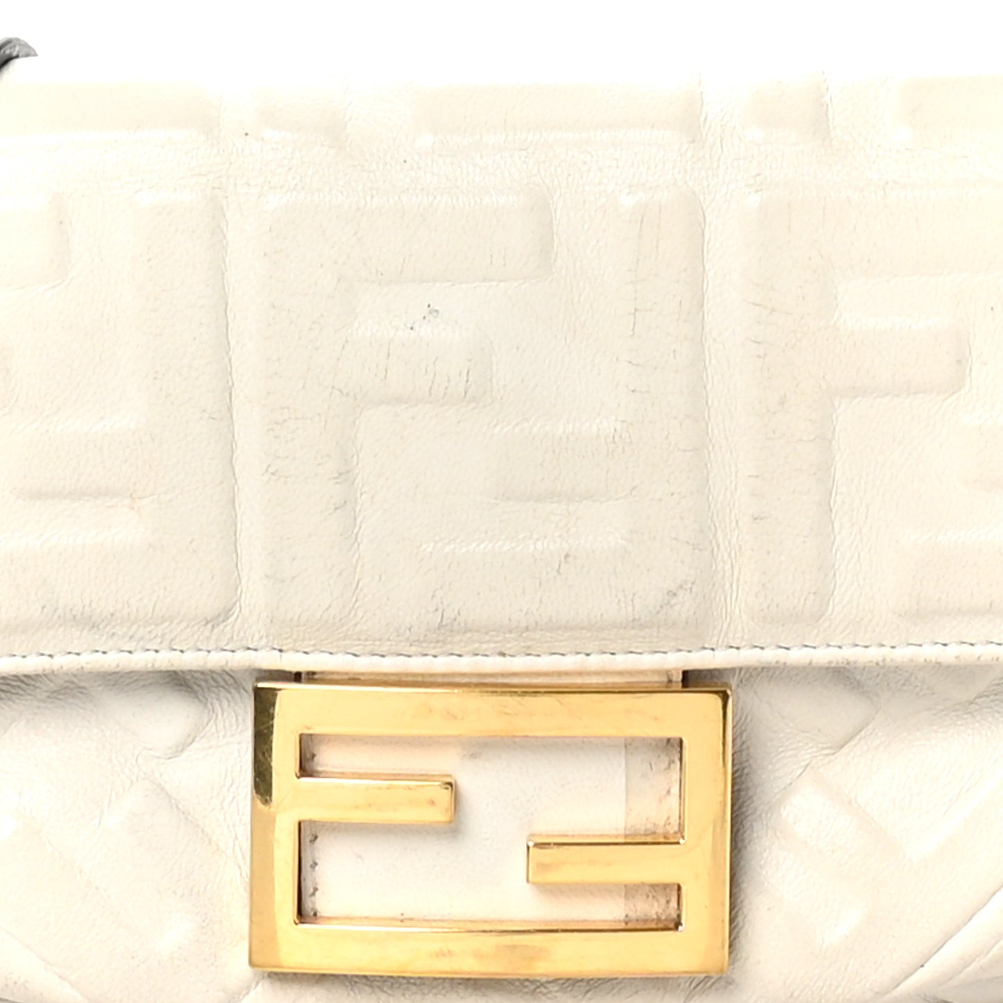 Nappa FF 1974 Embossed Mini Baguette White