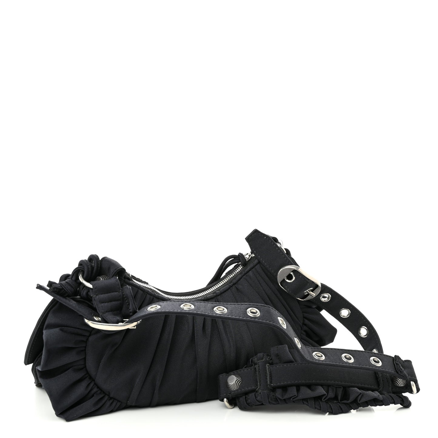 Ruffled Jersey Le Cagole Shoulder Bag XS Black