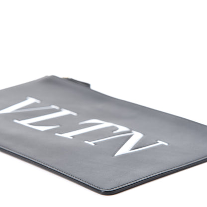 Valentino Garavani Calfskin VLTN Large Flat Zip Pouch Black 8 of 8