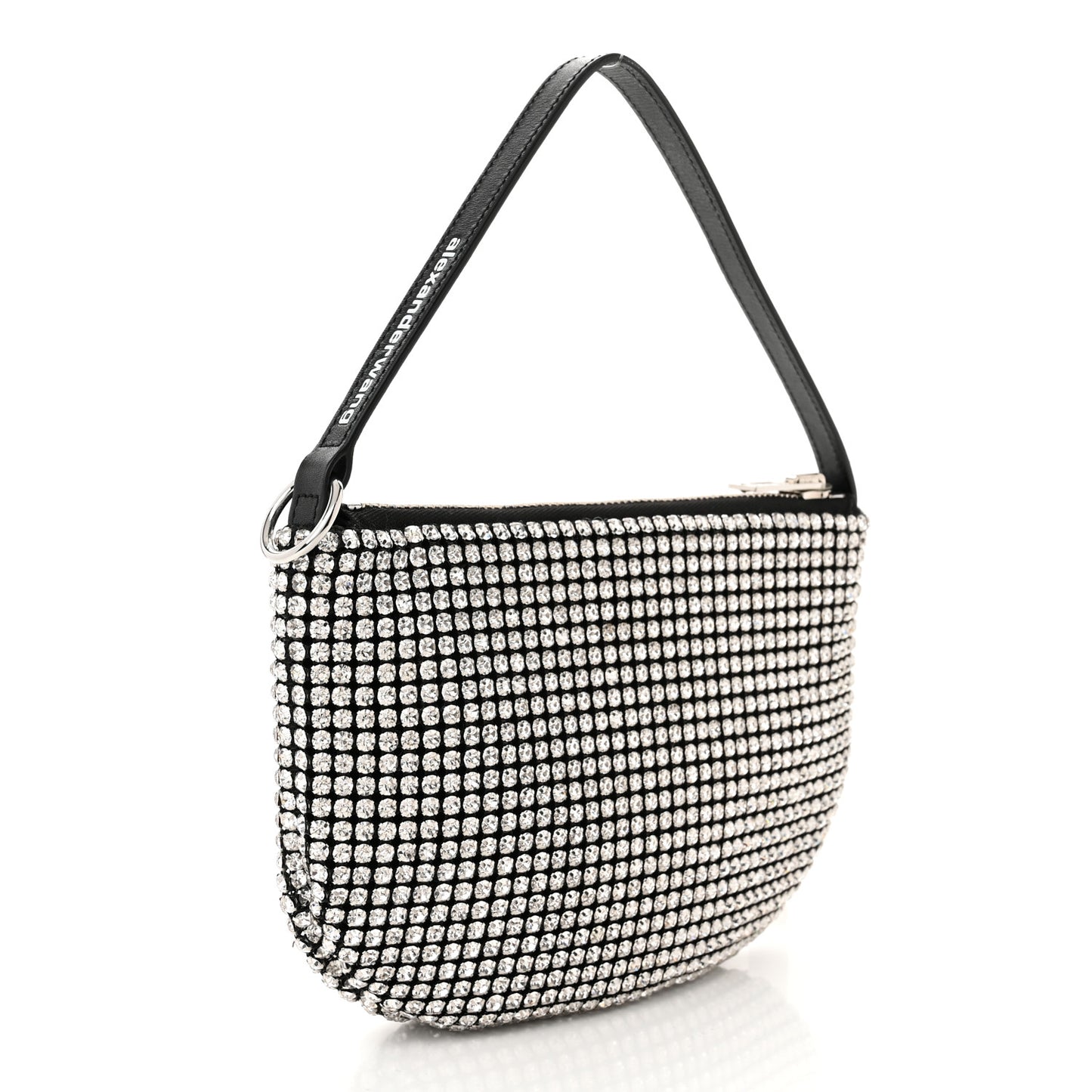 Mesh Crystal Wanglock Fortune Cookie Bag Black