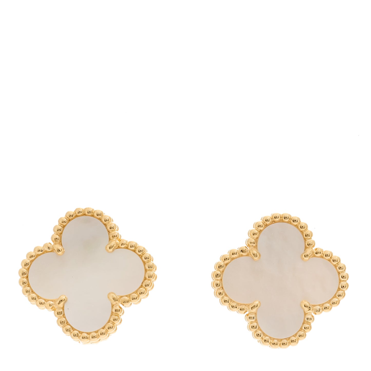 18K Yellow Gold Mother of Pearl Vintage Alhambra Earrings