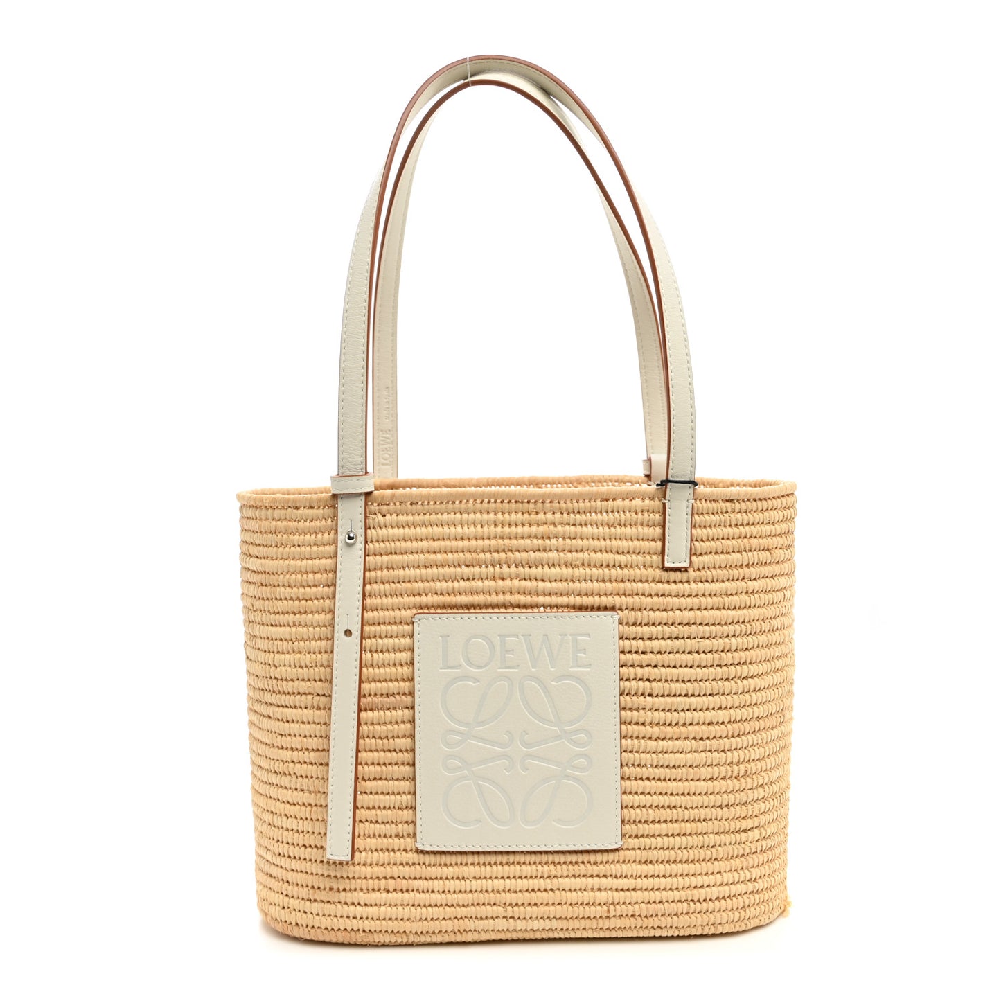 Raffia Square Small Basket Tote Bag Natural White