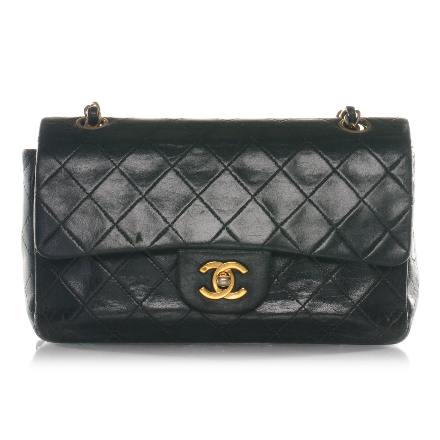 Lambskin Small Double Flap Navy