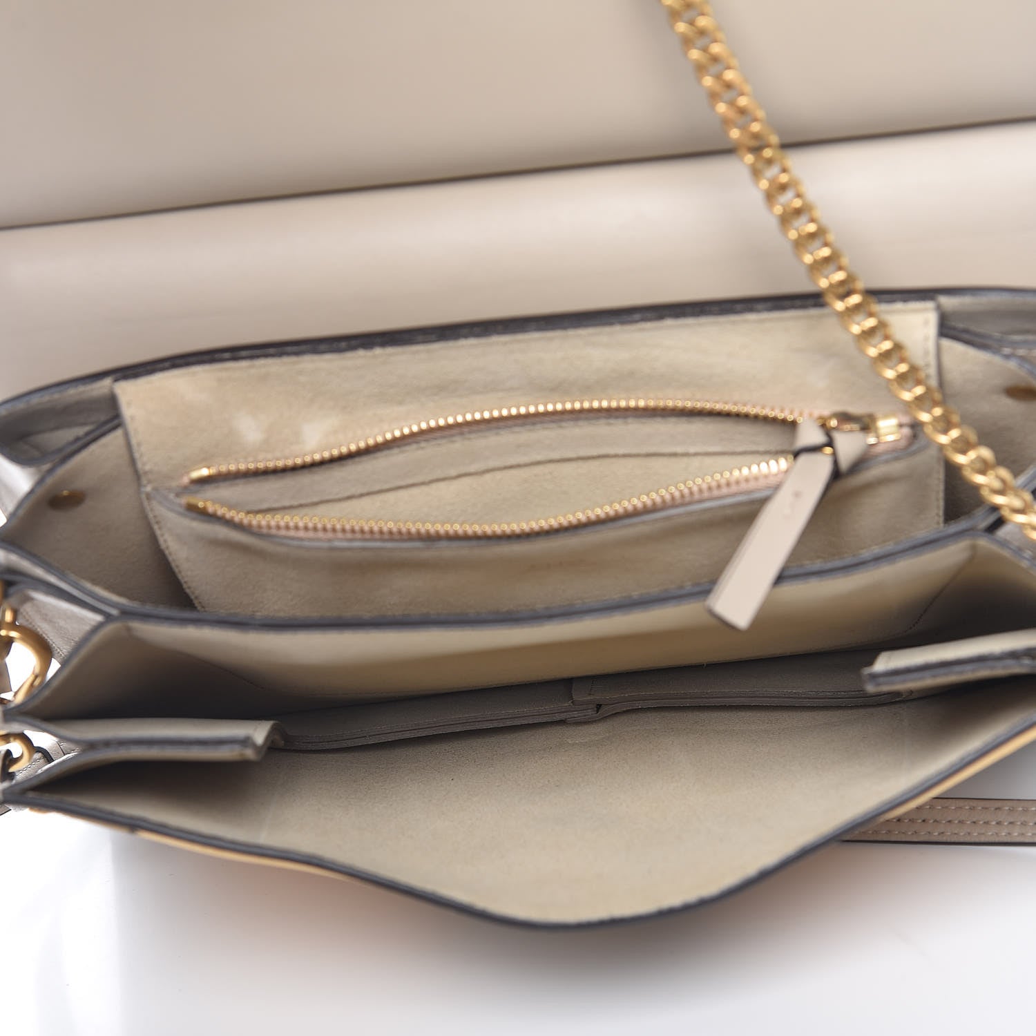 Chloe Suede Calfskin Studded Medium Faye Shoulder Bag Pastel Grey 7 of 14